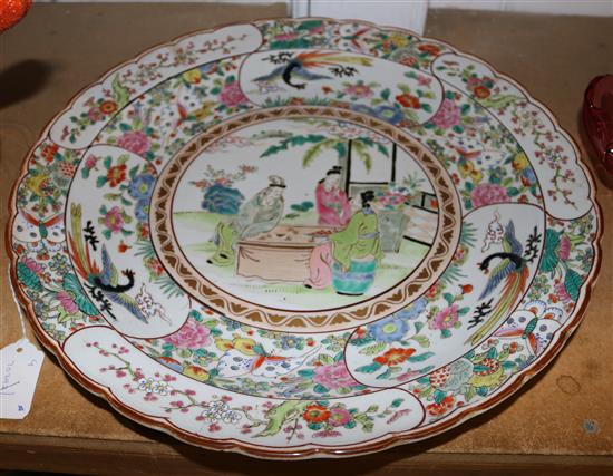 Japanese Canton-style famille rose large charger(-)